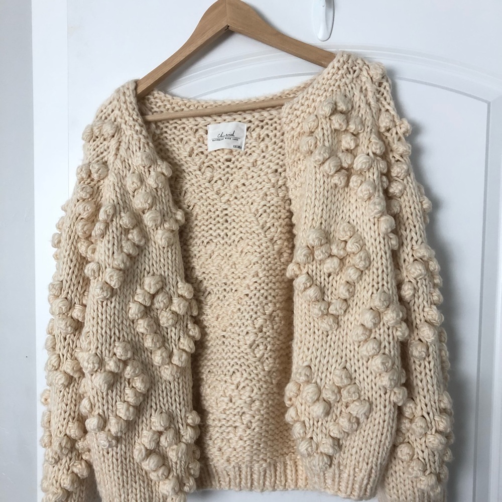Chicwish Pom Pom cardigan cream NWT